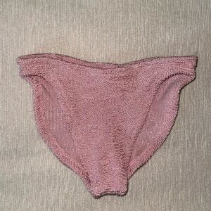 New Hunza G Pink Bikini *Bottoms Only* Metallic Pale Crinkle Stretchy One Size